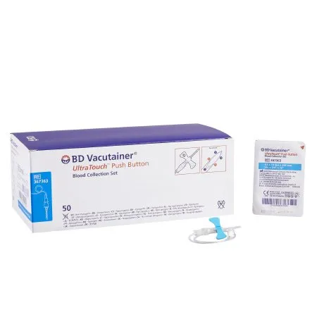 BD Becton Dickinson - 367363 - BD Vacutainer UltraTouch Push Button BD Vacutainer UltraTouch Push Button Blood Collection Set 25 Gauge 3/4 Inch Needle Length Safety Needle 12 Inch Tubing Sterile
