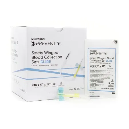 McKesson - 16-BC2334 - Prevent G Prevent G Blood Collection Set 23 Gauge 3/4 Inch Needle Length Safety Needle 12 Inch Tubing Sterile