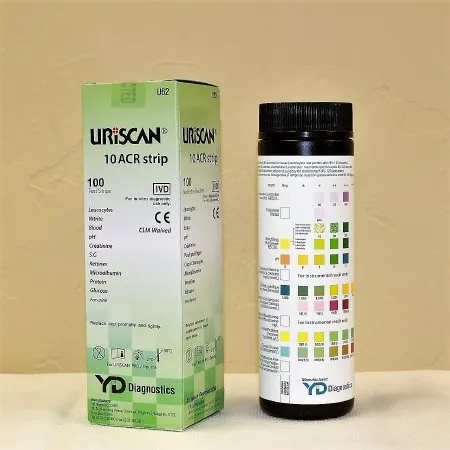 Biosys Labs - Uriscan - U62 -  Reagent Test Strip  Bilirubin  Blood  Glucose  Ketones  Leukocytes  Nitrite  pH  Protein  Specific Gravity  Urobilinogen For  Optima Touch Screen Urine Analyzer 100 per Bottle
