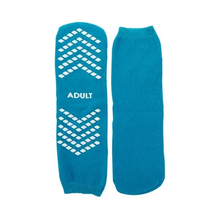 McKesson - 16-SCE1 - Slipper Socks Large Teal Above the Ankle