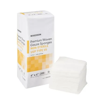 McKesson - From: 42422000 To: 42448000 - Gauze Sponge 4 X 4 Inch 200 per Pack NonSterile 12 Ply Square