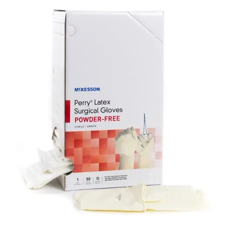 McKesson - 20-1075N - Perry Performance Plus Surgical Glove Perry Performance Plus Size 7.5 Sterile Latex Standard Cuff Length Smooth Cream Not Chemo Approved