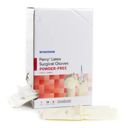McKesson - 20-1080N - Perry Performance Plus Surgical Glove Perry Performance Plus Size 8 Sterile Latex Standard Cuff Length Smooth Cream Not Chemo Approved