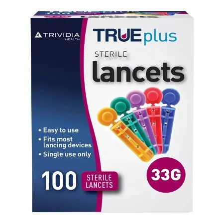 Trividia Health - TRUEplus - 56151014701 - Lancet for Lancing Device TRUEplus 33 Gauge Non-Safety Twist Off Cap Finger