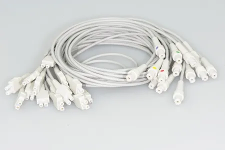 Sage Services Group - L02-B14-MSU - Ekg Leadwire 4mm Dia. X 4 Foot, Gray, Tpu Jacket, 14-leads, Adult/pediatric Use, Twin Pin, Straight, Individual-leads Distal Connector, Aha Color Coded, Without Adapters Proximal Connector, Shielded For Ge Mac Series 50