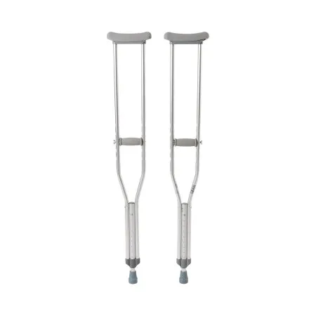 McKesson - From: 146-10400-8 To: 146-10432-8 - Underarm Crutches Aluminum Frame Adult 350 lbs. Weight Capacity Push Button / Wing Nut Adjustment