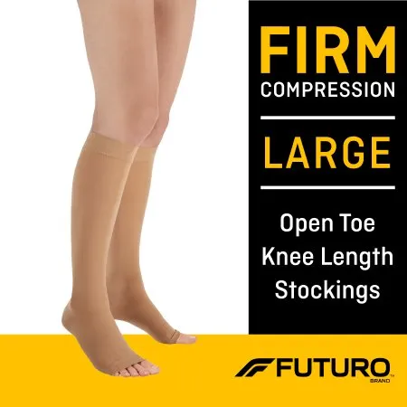 3M - 71050EN - Futuro Compression Stocking Futuro Knee High Large Beige Open Toe