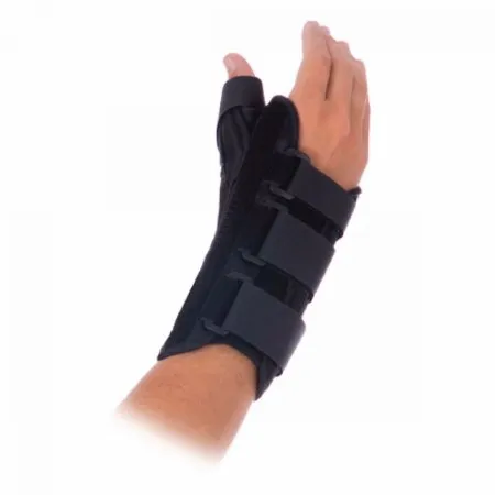 Patterson Medical Supply - Rolyan - 92722601 - Wrist Brace With Thumb Spica Rolyan Aluminum / Spandex / Nylon Right Hand Black Large