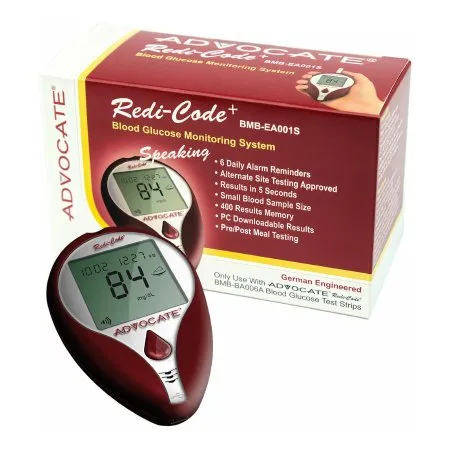Pharma Supply - Advocate - BMB001 -  Blood Glucose Meter  5 Second Results Stores up to 400 Results No Coding Required