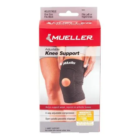 Mueller Sports Medicine - Mueller Sport Care - 6441 - Knee Support Mueller Sport Care One Size Fits Most Hook and Loop Strap Closure 12 to 21 Inch Above Knee Circumference Left or Right Knee