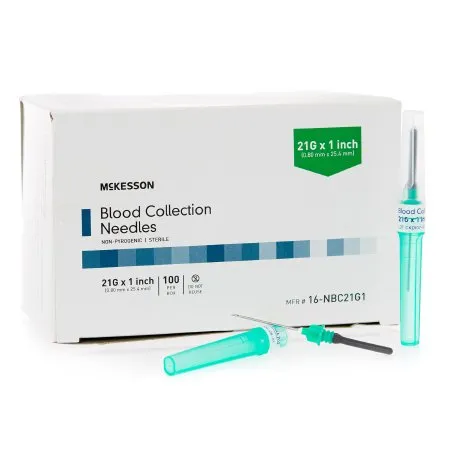 McKesson - 16-NBC21G1 - McKesson Blood Collection Needle 21 Gauge 1 Inch Needle Length Conventional Needle Without Tubing Sterile