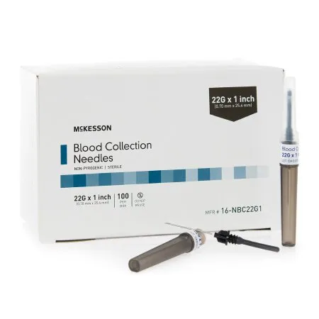 McKesson - 16-NBC22G1 - McKesson Blood Collection Needle 22 Gauge 1 Inch Needle Length Conventional Needle Without Tubing Sterile