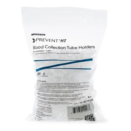 McKesson - McKesson Prevent HT - 16-BCTHLDR - Blood Collection Tube Holder / Needle Holder McKesson Prevent HT Universal Fit  Clear  Non-Stackable  Multi-Sample 13 mm and 16 mm Blood Collection Tubes