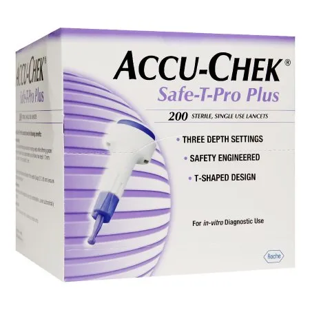 Roche Diagnostic Systems - Safe-T-Pro - 08029016160 - Roche Safe T Pro Safety Lancet Safe T Pro 23 Gauge Retractable Push Button Activation Finger