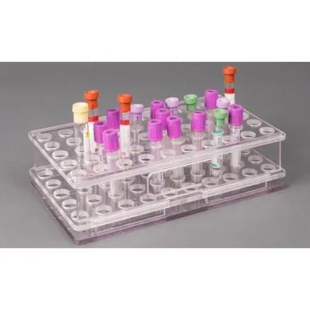 Poltex - BLDTUBE50 - Carrier Rack Blood Tube Rack 50 Place 17 mm Tube Size Clear 2 1/2 X 5 3/4 X 10 Inch