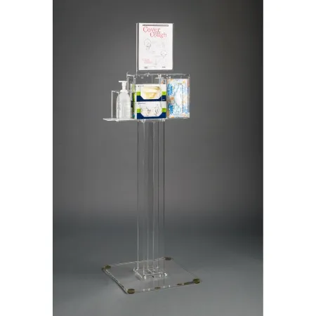 Poltex - RESPS-S - Respiratory Hygiene Dispensing Station Floor Stand Clear Acrylic / PETG Plastic