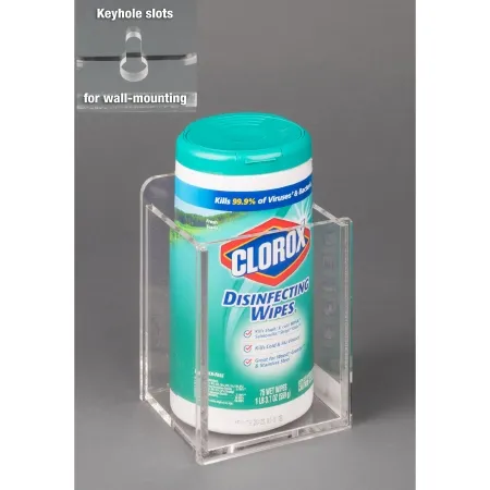 Poltex - 1WIPTUB4.5-W - Wipe Tub Holder Poltex Clear Acrylic Manual 1 Small Wipe Canister Wall Mount