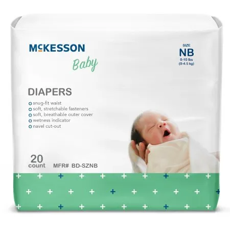 McKesson - BD-SZNB - Unisex Baby Diaper Newborn Disposable Heavy Absorbency
