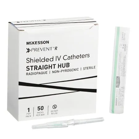 Mckesson - Mckesson Prevent R - 380244 - Peripheral Iv Catheter Mckesson Prevent R 18 Gauge 1.16 Inch Button Retracting Safety Needle