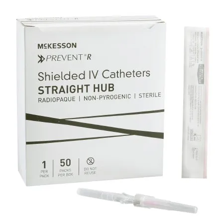 McKesson - From: 380233 To: 380333 - Prevent R Peripheral IV Catheter Prevent R 20 Gauge 1 Inch Button Retracting Safety Needle