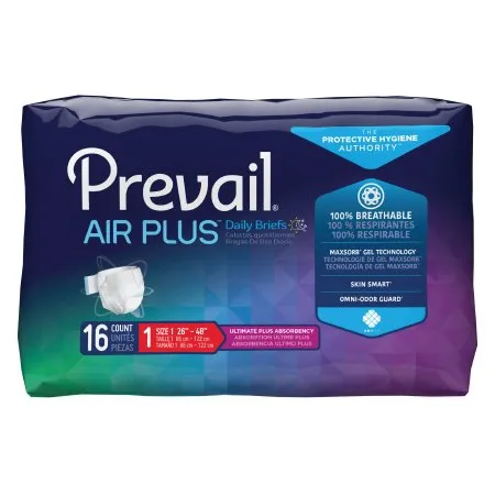 First Quality - PVBNG-012CA - Prevail Air Plus Unisex Adult Incontinence Brief Prevail Air Plus Size 1 Disposable Heavy Absorbency