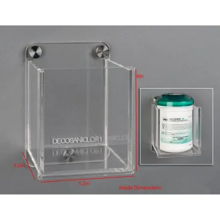 Poltex - DECOSANICLOR1-W - Wipe Tub Holder Poltex Deco Clear Acrylic Manual 1 Wipe Canister Wall Mount