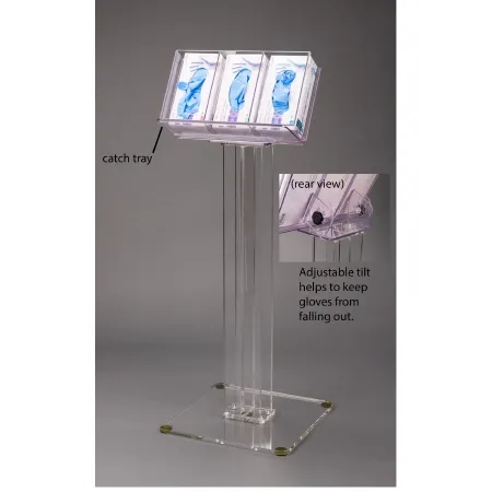 Poltex - POC3GBST-S - Point of Care Tilting Glove Poltex Mounting Stand 3 Boxes of Gloves Clear Acrylic