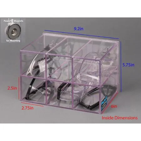 Poltex - PROTEYE6-M - Protective Eyewear Holder Poltex Magnet Mount 6 Pairs of Safety Glasses Clear 9.2 X 5-3/4 X 6 Inch PETG