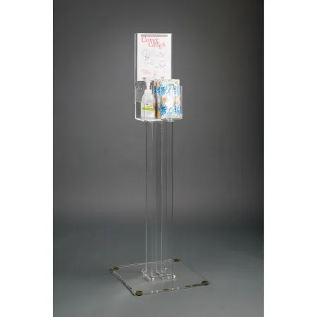 Poltex - RESPH-S - Respiratory Hygiene Station Poltex Clear Petg / Acrylic Manual 2 Compartment Floor Stand