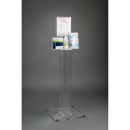 Poltex - RESPQ-S - Respiratory Hygiene Station Poltex Clear Petg / Acrylic Manual 3 Compartment Floor Stand