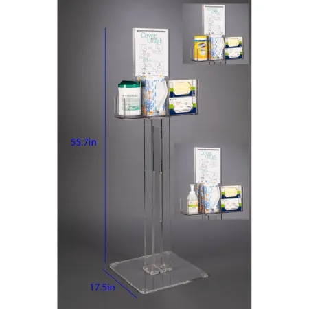 Poltex - RESPU-S - Respiratory Hygiene Station Poltex Clear Petg / Acrylic Manual 3 Compartment Floor Stand