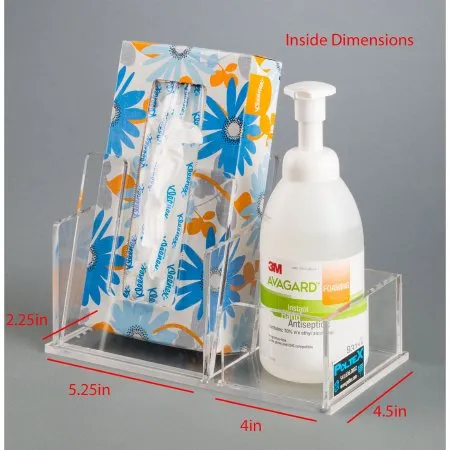 Poltex - TISHAN-CT - Tissue / Hand Sanitizer Holder Poltex Clear Acrylic Manual Two Compartment Counter Mount