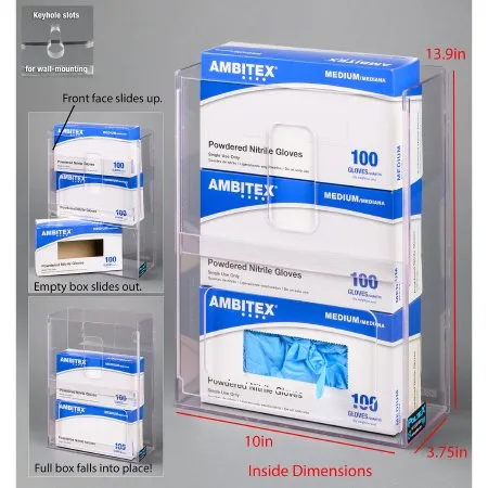 Poltex - VMGB3-W - Glove Box Holder Poltex Wall Mounting 3 Boxes of Gloves Clear 18 X 3-3/4 X 10 Inch