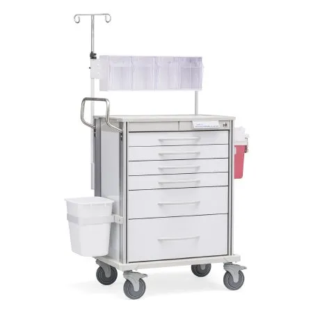 Solaire Medical - Pace Series - SP30W6W/SPIVP - IV Prep Cart Pace Series Aluminum Case 29-1/4 X 21-1/4 X 45-1/2 Inch White 6 Inch Height Drawers