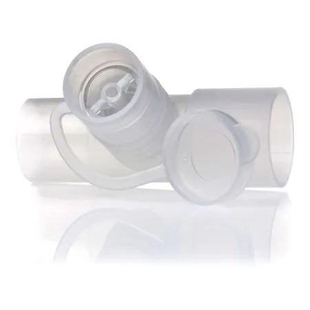 Medline - HUDRHO743U - Industries Adapter, in line nebulizer tee with valve, 22mm od x 18mm id x 22mm id connectors. Latex free. Port accepts most small volume nebulizers. Allows tee to be left in line when nebulizer is removed.