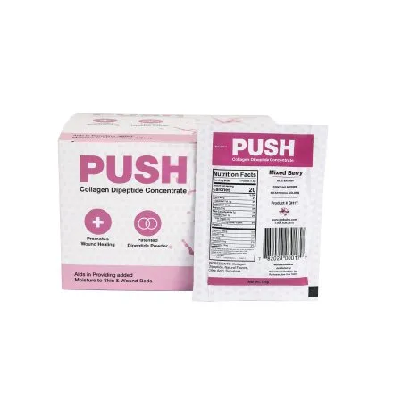 Global Health Products - PUSH Collagen Dipeptide Concentrate - GH-17B - Oral Supplement Push Collagen Dipeptide Concentrate Mixed Berry Flavor Powder 7.4 Gram Individual Packet