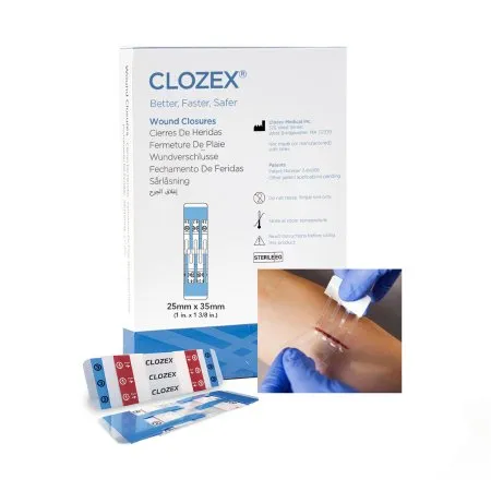 Clozex Medical - CL1025S - Skin Closure Device Clozex 1 X 1-3/8 Inch Polyurethane, Polyester, Medical Grade Acrylic Interlaced Closure Strip Clear