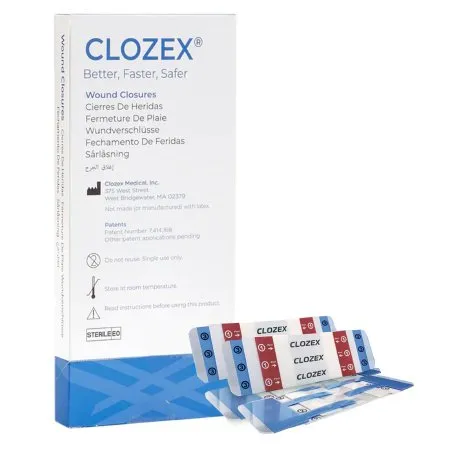 Clozex Medical - CL1040S - Skin Closure Device Clozex 1-1/2 X 1-3/8 Inch Polyurethane, Polyester, Medical Grade Acrylic Interlaced Closure Strip Clear