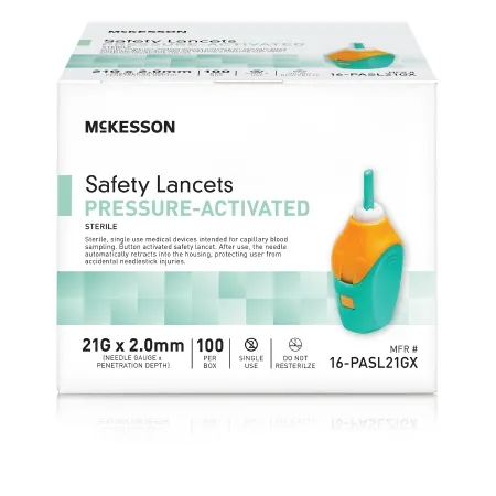 McKesson - 16-PASL21GX - Safety Lancet Mckesson 21 Gauge Retractable Pressure Activated Finger