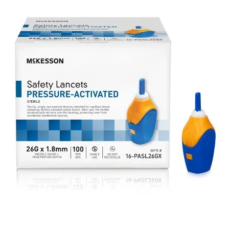 McKesson - 16-PASL26GX - Safety Lancet Mckesson 26 Gauge Retractable Pressure Activated Finger