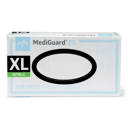 Medline - MediGuard ES - MG3004 - Exam Glove Mediguard Es X-large Nonsterile Nitrile Standard Cuff Length Textured Fingertips Blue Not Rated