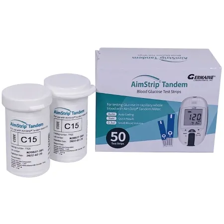 Germaine Laboratories - AimStrip - 77550 - Blood Glucose Test Strips Aimstrip 50 Strips Per Pack