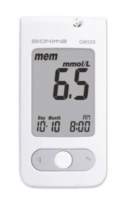 Bionime - 99GM555GA1 KIT - Blood Glucose Meter Kit Bionime 5 Seconds Stores Up To 500 Results Requires Coding
