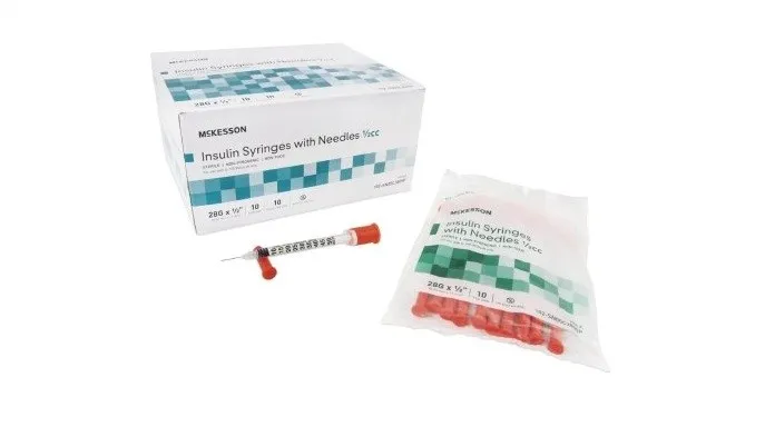 McKesson - 12582805 - ins Syringe with Needle McKesson 28 Gauge Attached Needle Without Safety