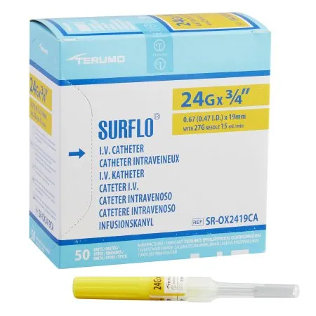 Terumo Medical - Surflo - Sr-Ox2419ca - Peripheral Iv Catheter Surflo 24 Gauge 0.75 Inch Without Safety