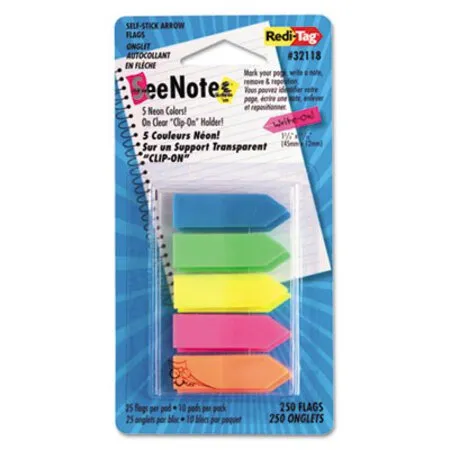 Redi-Tag - RTG-32118 - Seenotes Transparent-film Arrow Page Flags, Assorted Colors, 50/pad, 5 Pads