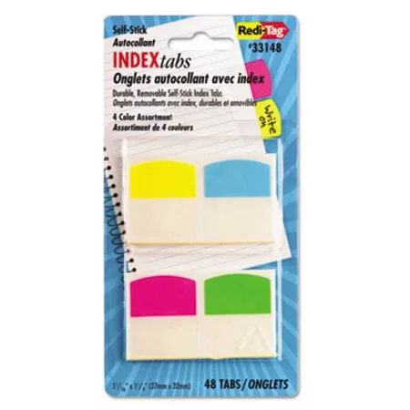 Redi-Tag - RTG-33148 - Write-on Index Tabs, 1/5-cut, Assorted Colors, 1.06 Wide, 48/pack
