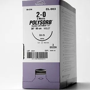 Covidien - Polysorb - L-13- - Absorbable Suture Without Needle Polysorb Polyester Braided Size 2-0