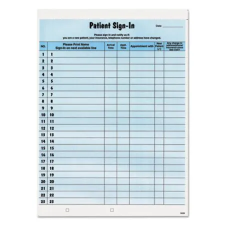 Tabbies - TAB-14531 - Patient Sign-in Label Forms, Two-part Carbon, 8.5 X 11.63, Blue Sheets, 125 Forms Total