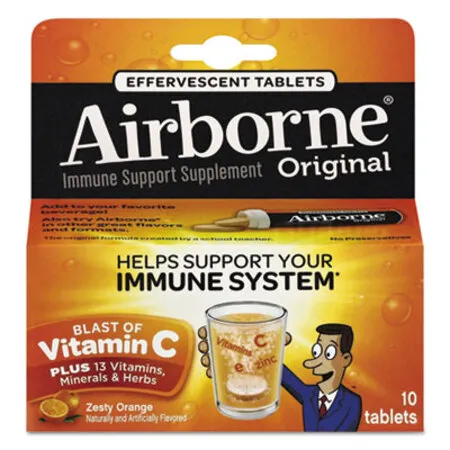 Airborne - ABN-30004 - Immune Support Effervescent Tablet, Zesty Orange, 10/box